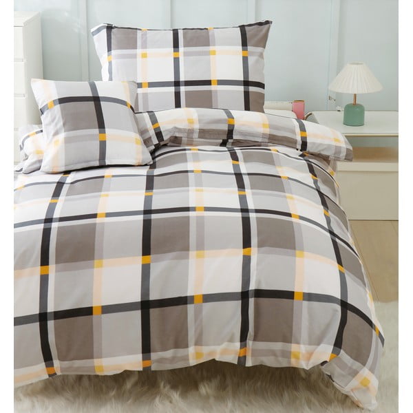 Rjava/kremno bela 3-delna posteljnina iz mikrosatena 140x200 cm Henry – My House-image-2