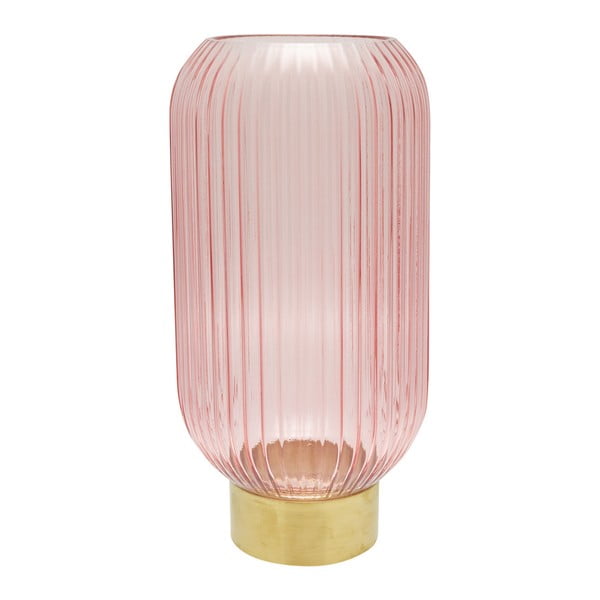 Rožnata steklena vaza s kovinskim podstavkom Green Gate, višina 31 cm