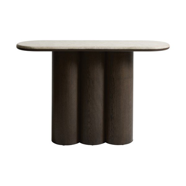 Stranska mizica z marmorno mizno ploščo v temni naravni barvi 38x120 cm Piazze – Unique Furniture-image-1