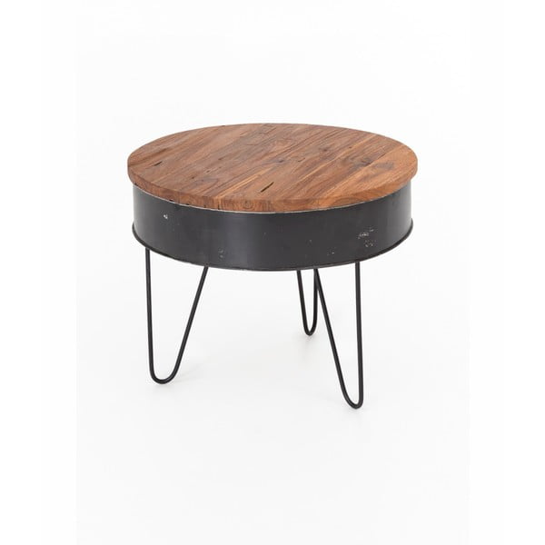 Miza za kavo s cinkom in tikovim vrhom WOOX LIVING, ⌀ 60 cm
