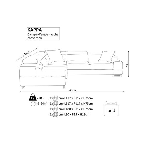 Črna kotna raztegljiva sedežna garnitura Windsor & Co. Zofe Kappa, levi vogal-image-3