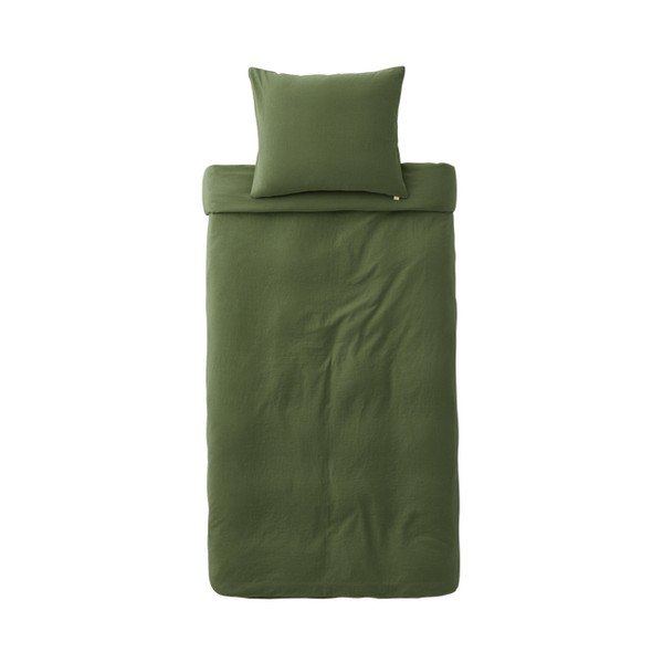 Zelena enojna posteljnina iz mešanice lana 150x200 cm Elly – Ellos Home