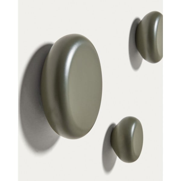 Prašno zeleni leseni stenski obešalniki v kompletu 3 ks Nadue – Kave Home-image-1