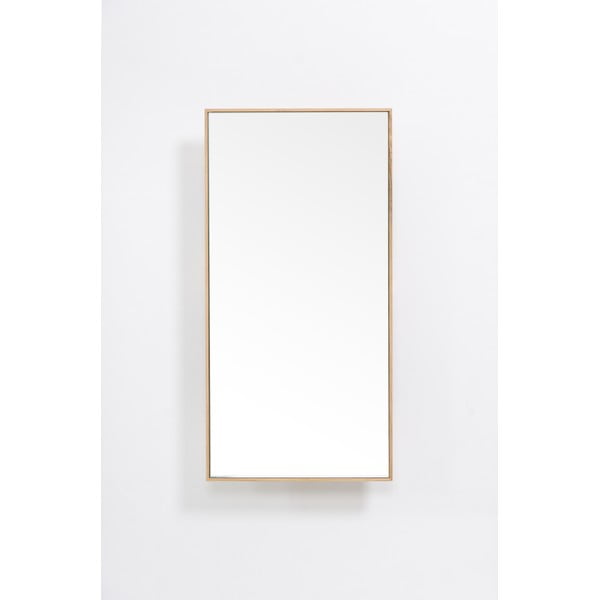 Polica z ogledalom iz hrastovega lesa v naravni barvi 31x61,5 cm Slimline - Wireworks-image-1