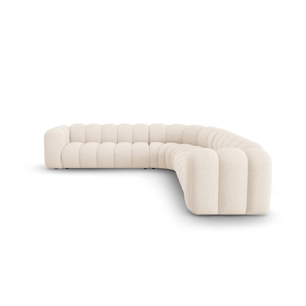 Kremno bela kotna sedežna garnitura iz šenilje Lupine – Micadoni -image-2