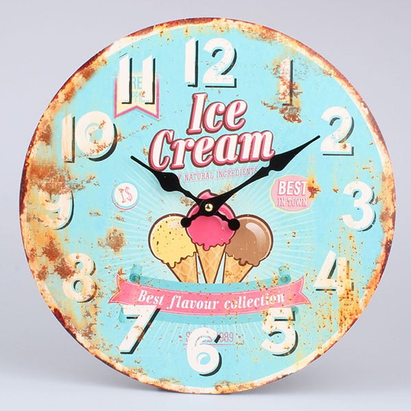Lesena ura Retro Ice Cream, 34x34 cm