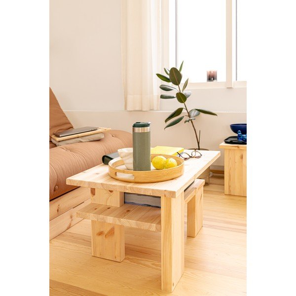 Rjava klubska mizica iz masivnega bora 45x68 cm Japan – Karup Design-image-4