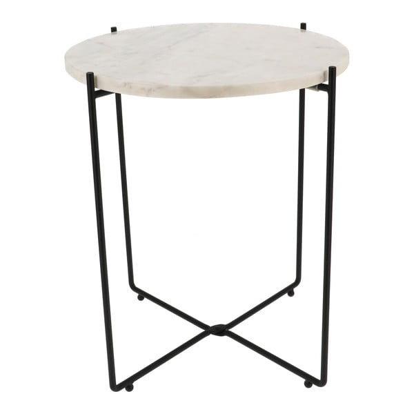 Bela kavna mizica z marmornatim vrhom Compactor Agneta