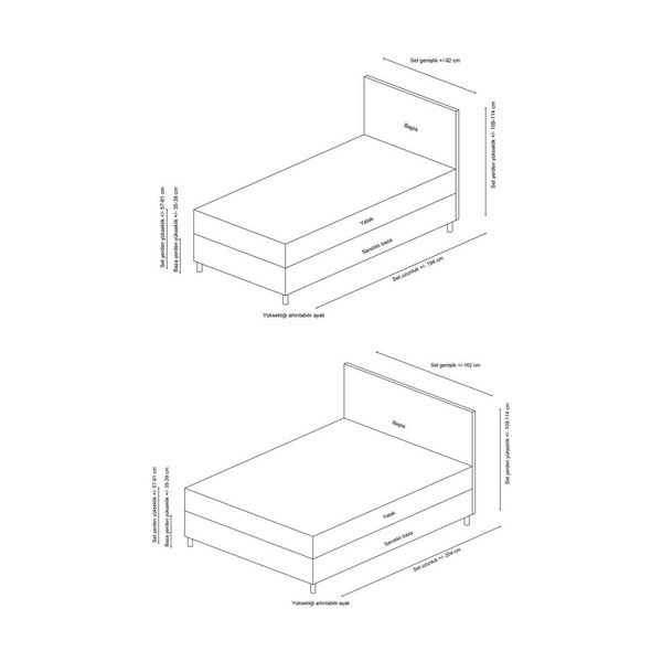 Bež oblazinjena postelja s prostorom za shranjevanje z letvenim dnom 120x200 cm Safir – Kalune Design-image-3