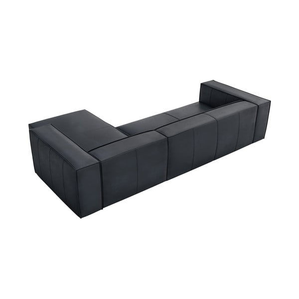 Temno modra usnjena kotna sedežna garnitura (desni kot) Madame – Windsor & Co Sofas-image-3