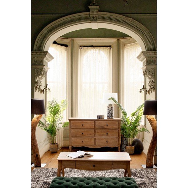 Klubska mizica iz masivnega manga v temni naravni barvi 55x110 cm Domitille – Bizzotto-image-1