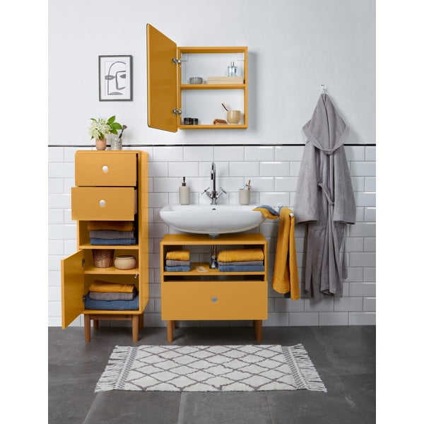 Gorčično rumena visoka/stenska kopalniška omarica 40x100 cm Color Bath – Tom Tailor-image-1