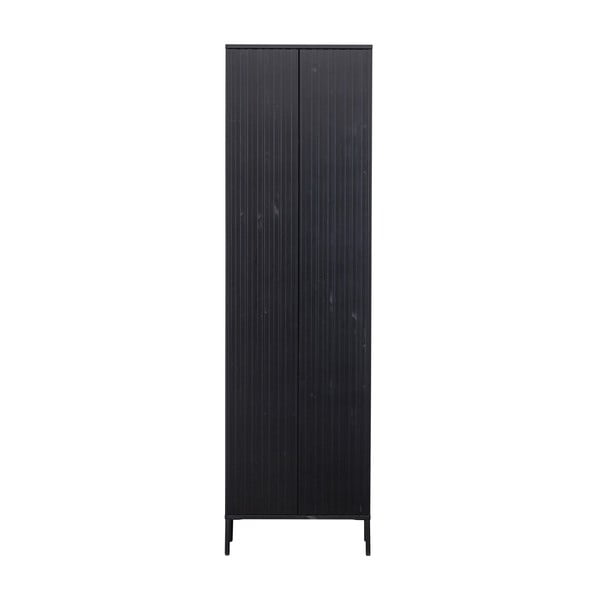 Črna omarica iz masivnega bora 60x210 cm Gravure – WOOOD