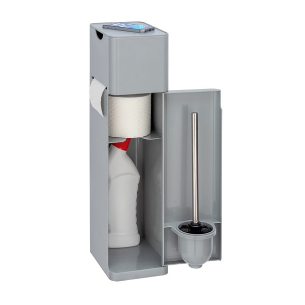 Sivo plastično stojalo za WC papir z WC ščetko Imon – Wenko-image-3