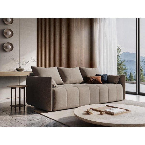 Bež raztegljiva/s prostorom za shranjevanje sedežna garnitura 225 cm Moku – Makamii-image-1