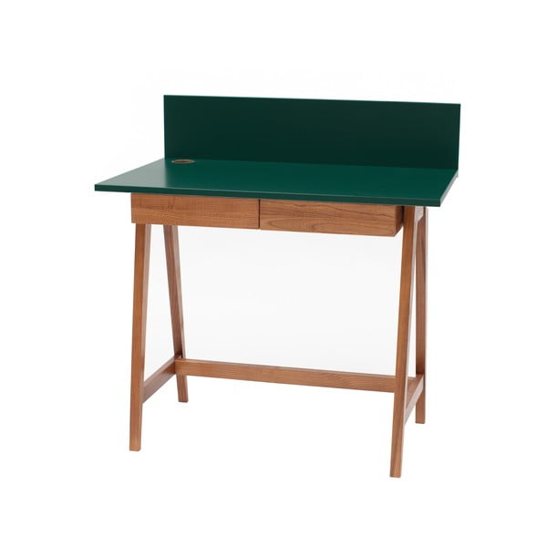 Zelena pisalna miza s podnožjem iz jesenovega lesa Ragaba Luka Oak, dolžina 85 cm