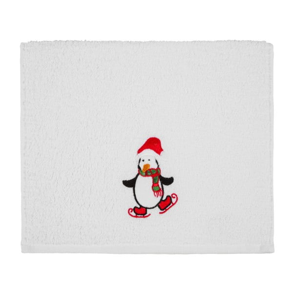 Božični pingvin Bela kopalna brisača, 30 x 50 cm