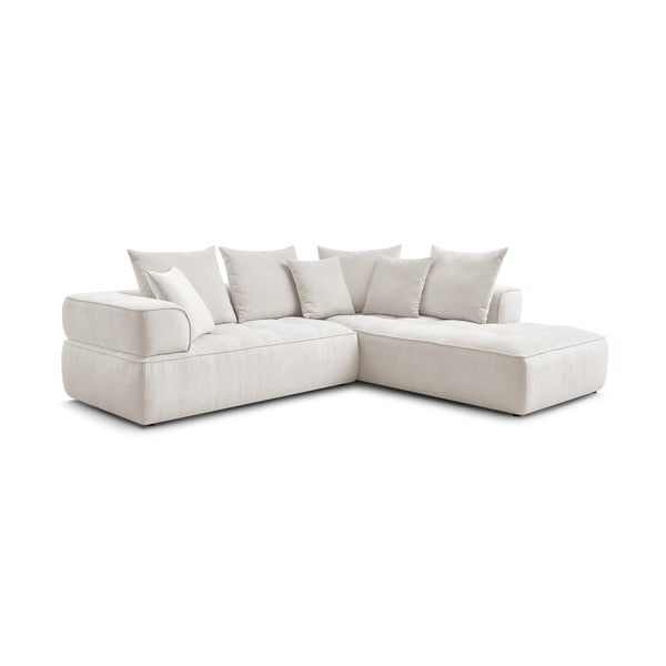 Bež kotna sedežna garnitura iz šenilje (desni kot/v obliki črke L) Whesley – Bobochic Paris-image-3