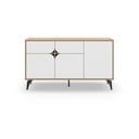 Bela/naravna nizka komoda v hrastovem dekorju 140x79 cm Nola – Marckeric