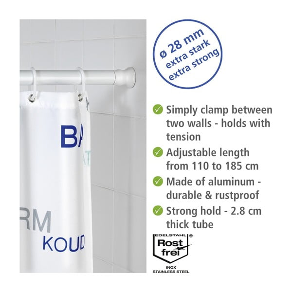 Bela palica za tuš zaveso 110 - 185 cm – Wenko-image-3