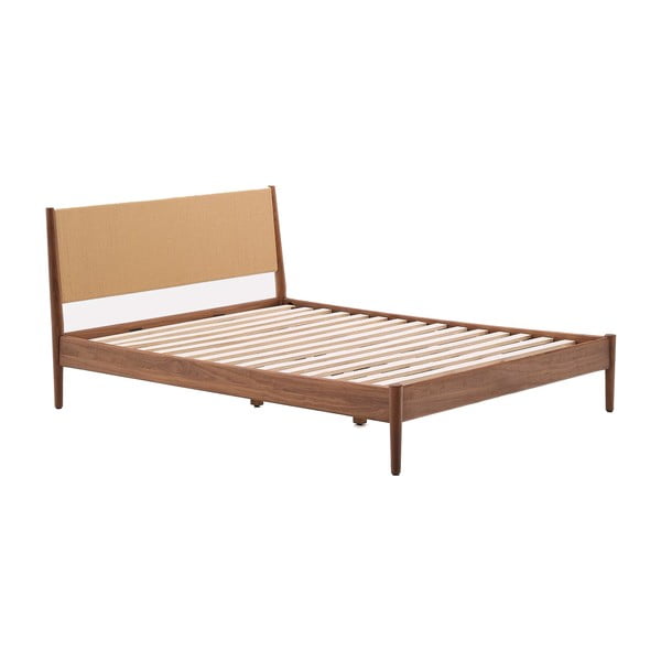 Temno rjava zakonska postelja z letvenim dnom 160x200 cm Elan – Kave Home