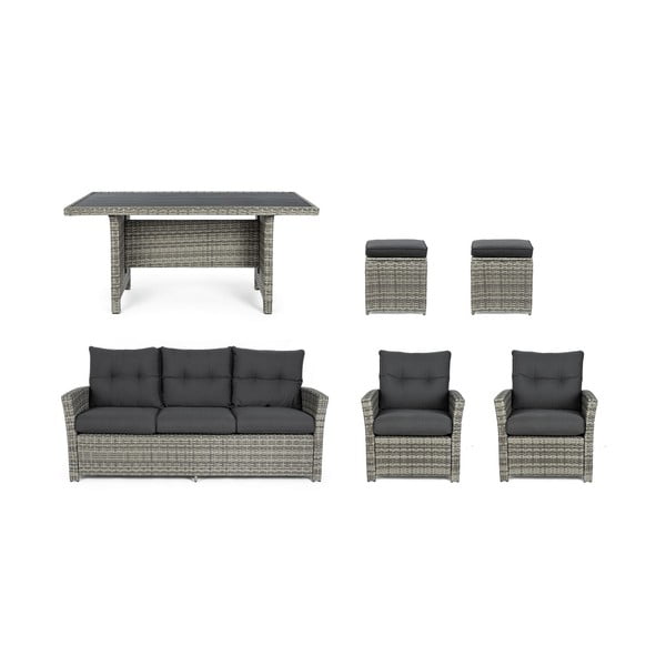 Siva vrtna garnitura iz umetnega ratana za 6 oseb Ariel   – Bizzotto-image-3