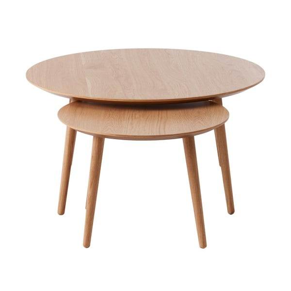Okrogle mizice v hrastovem dekorju v kompletu 2 ks ø 88 cm Adda – Unique Furniture