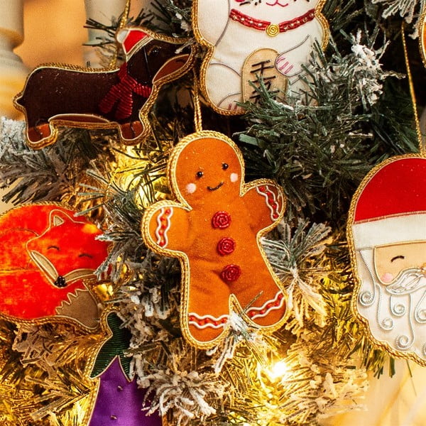 Tekstilni okrasek za jelko 10 cm Gingerbread – Sass & Belle-image-1