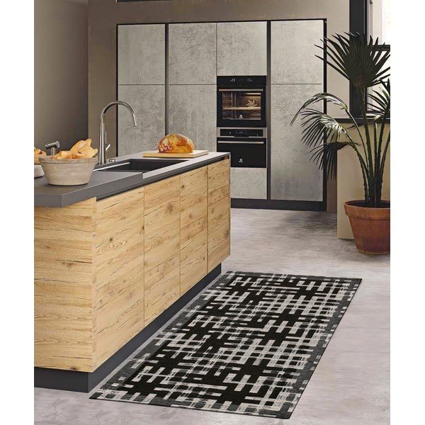 Črn pralen tekač 55x115 cm Dama Nero – Floorita-image-1