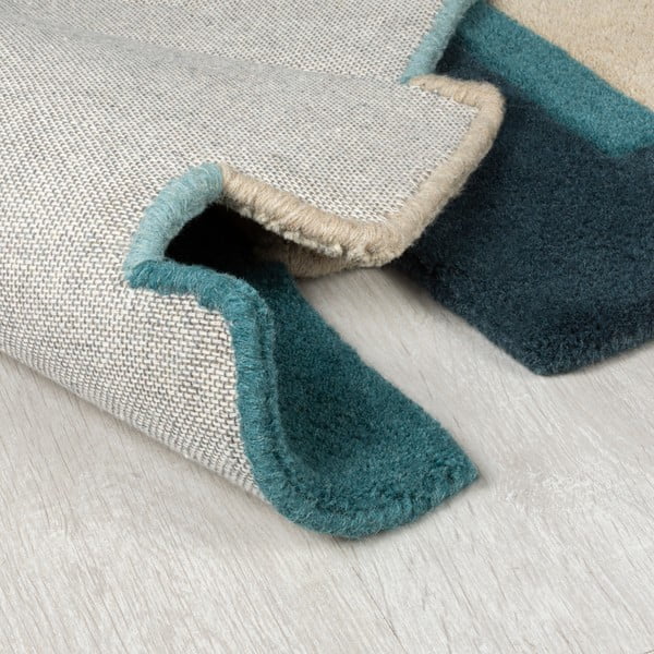 Modra/bež volnena preproga 150x240 cm Abstract Collage – Flair Rugs-image-3