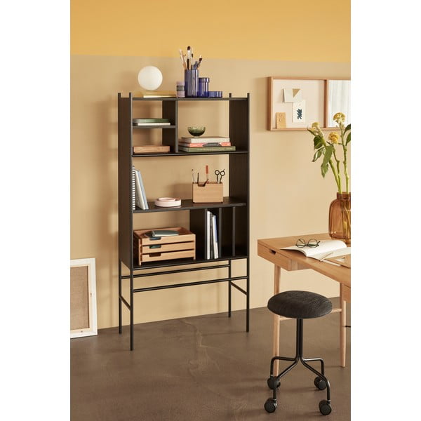 Knjižni regal iz črnega jesena Hübsch Divide, 79 x 160 cm-image-1