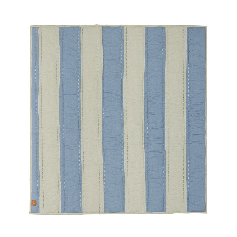 Modra/kremno bela otroška igralna podloga 130x140 cm Striped