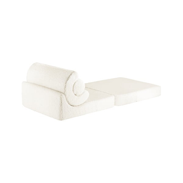 Kremno bel otroški fotelj iz tkanine bouclé Flipster – Wigiwama-image-2