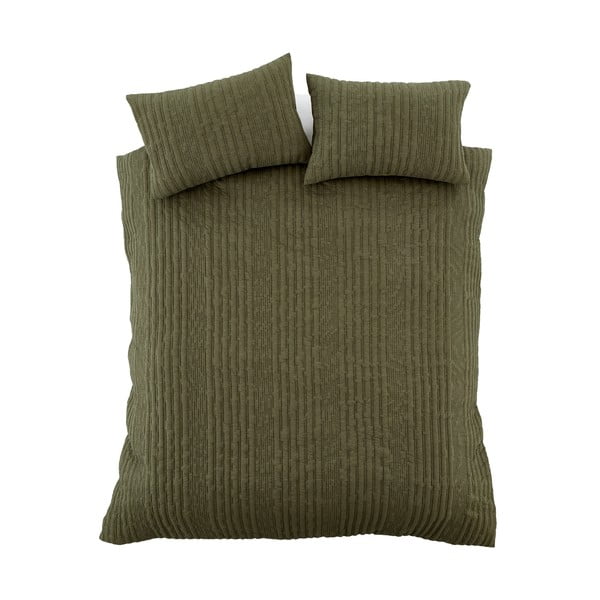 Kaki zelena posteljnina za zakonsko posteljo 200x200 cm Tamba Stripe – Pineapple Elephant-image-2