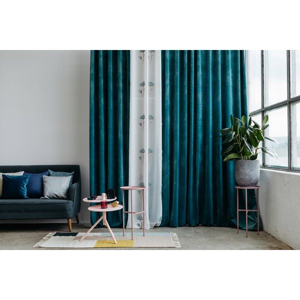 Bela/modra prosojna zavesa 140x260 cm Elba – Mendola Fabrics-image-4