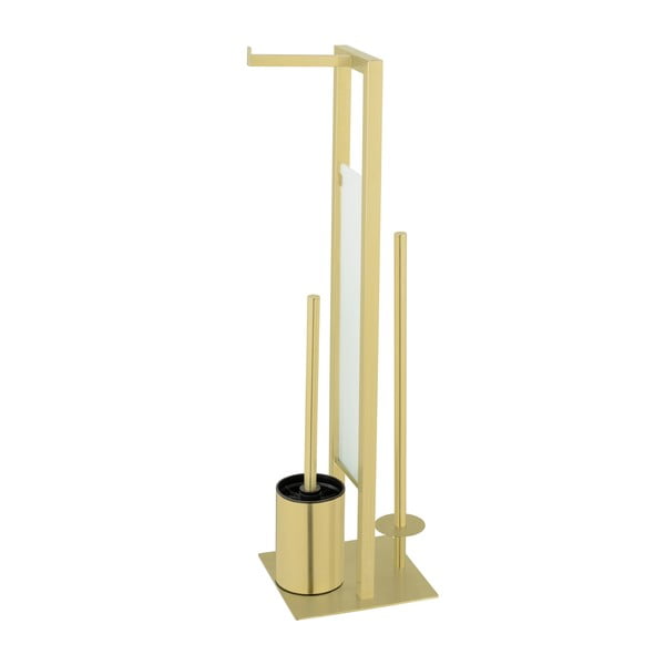 Stojalo za WC papir z WC ščetko iz nerjavečega jekla v zlati barvi Rivalta – Wenko-image-4