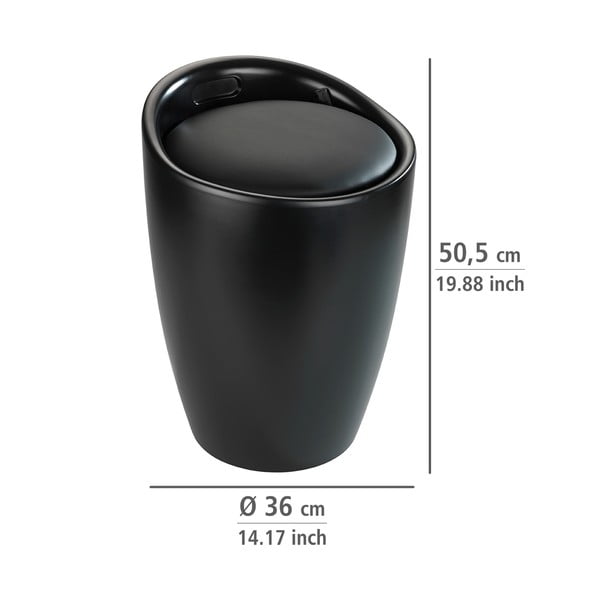 Črn koš za perilo s stolčkom Wenko Candy-image-2