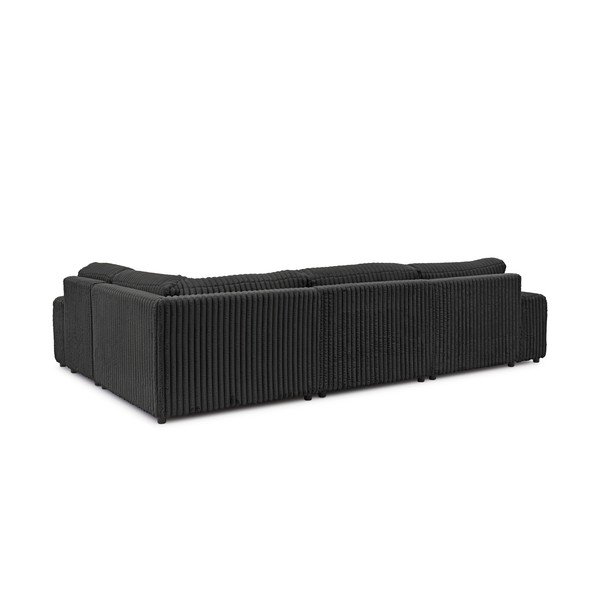 Temno siva kotna sedežna garnitura iz rebrastega žameta (desni kot/v obliki črke "U") Justin – Ropez-image-3