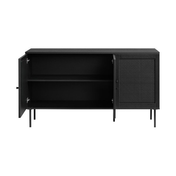 Črna nizka komoda v hrastovem dekorju 140x80 cm Pensacola – Unique Furniture-image-3