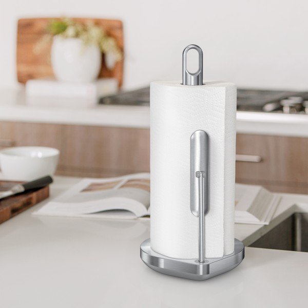 Jekleno držalo za kuhinjske brisače v srebrni barvi – simplehuman-image-1
