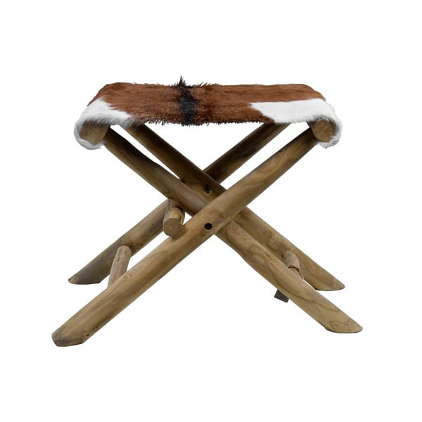 Rjavi stolček iz tikovega lesa Goatskin - Ego Dekor
