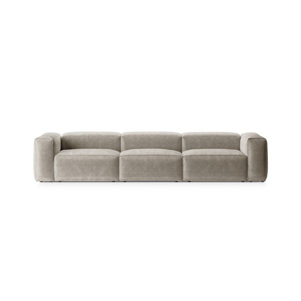 Bež sedežna garnitura iz rebrastega žameta 364 cm Bergamo – Cosmopolitan Design