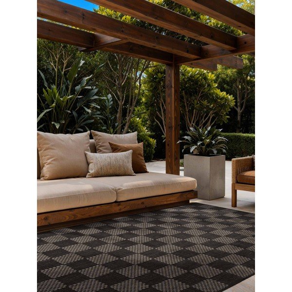 Črna/kremno bela notranja in zunanja preproga 160x230 cm Haringey Dorothy – Ted Baker-image-1