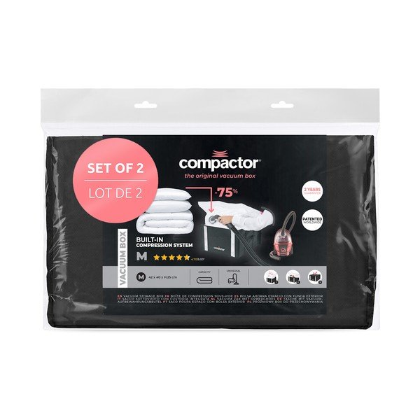 Vakuumske/ojačane tekstilne škatle za shranjevanje oblačil v kompletu 2 ks 42x25x25 cm Black Edition – Compactor-image-4