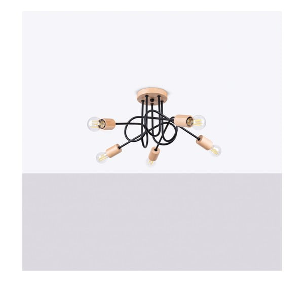 Črna/naravna stropna svetilka 15x61 cm Tumber – Sollux-image-2