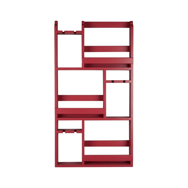 Rdeče stensko držalo za vino iz masivnega kavčukovca za 12 steklenic 80x120x10 cm Myron – Dutchbone