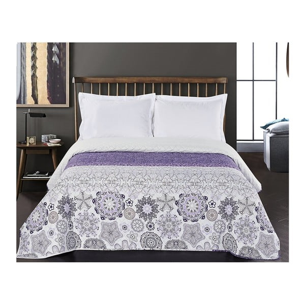 Belo-vijolično obojestransko pregrinjalo za posteljo iz mikrovlaken DecoKing Alhambra, 170 x 210 cm-image-2