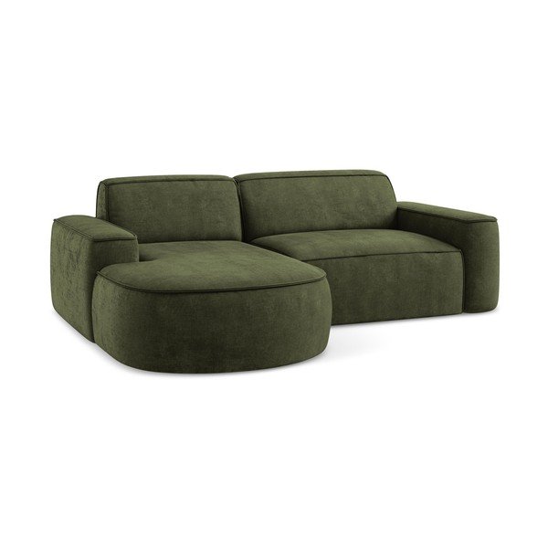 Zelena kotna sedežna garnitura iz šenilje (levi kot/z ležalnikom) Omao – Makamii-image-4