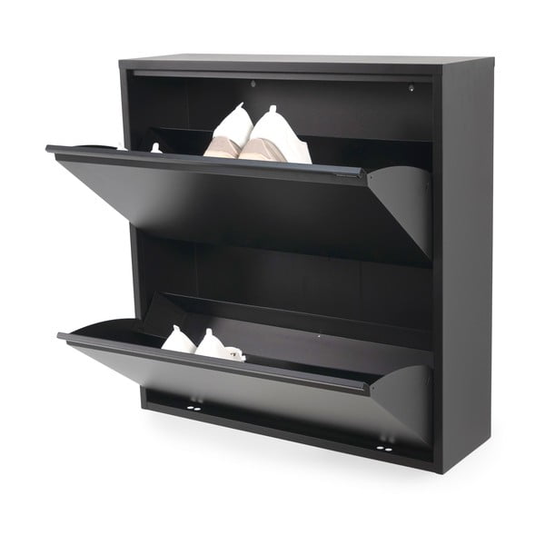 Črna kovinska preklopna omarica za čevlje 75x77,5x22,5 cm Billy – Spinder Design-image-2