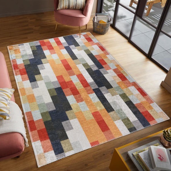 Oranžen/siv pralen tekač 80x200 cm Blocks of Fun – Vitaus-image-1